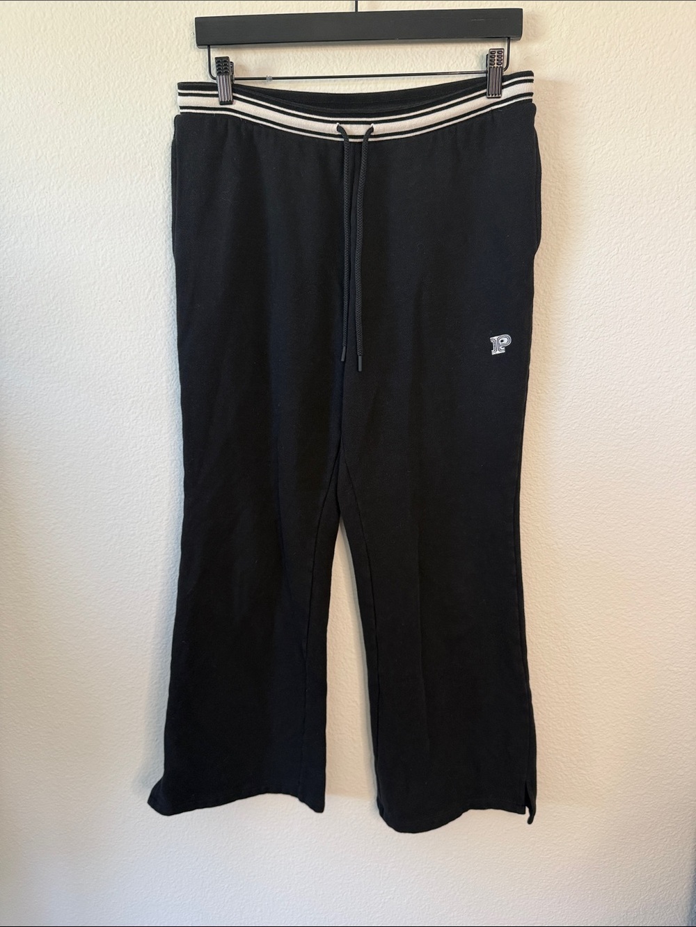 PINK Victoria's Secret Black sweatPants with White-Trim Waistband